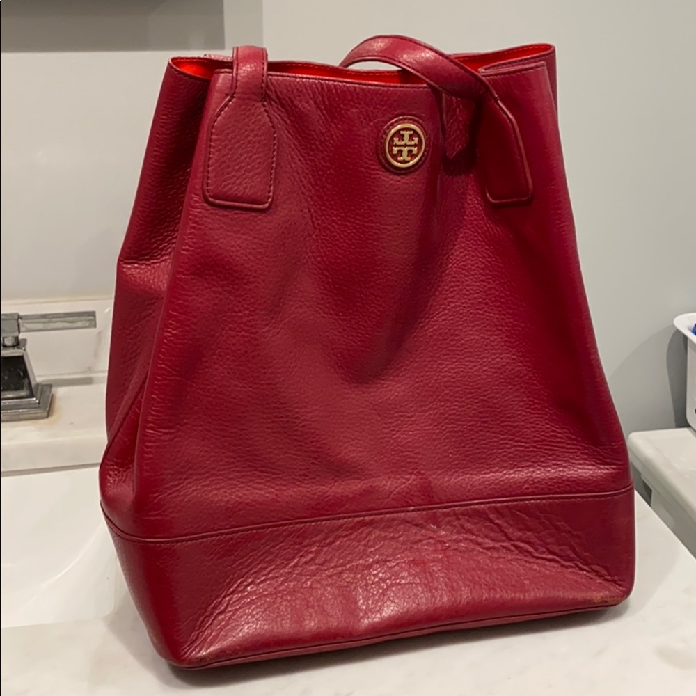 Tory Burch red bucket bag